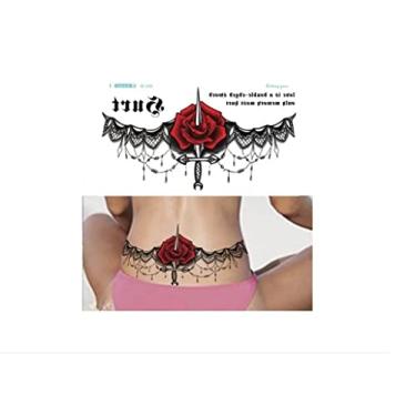 Imagem de Tatuagem Temporária Flor Adaga Cintura Barriga Sexy Nome do desenho:Adaga e flor;Cor:Preto