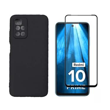 Imagem de Capa Case Anti Impacto Aveludada Preta + Película 3D 9D Xiaomi Redmi Note 11 Redmi 10A Poco M4 Pro (Redmi 10 Prime)