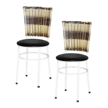 Imagem de Jogo 2 Cadeiras Para Cozinha Branca Hawai Cappuccino Premium - Lamar D
