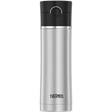 Imagem de Thermos Sipp Garrafa de bebida à prova de vazamento com infusor de chá, preta, aço inoxidável