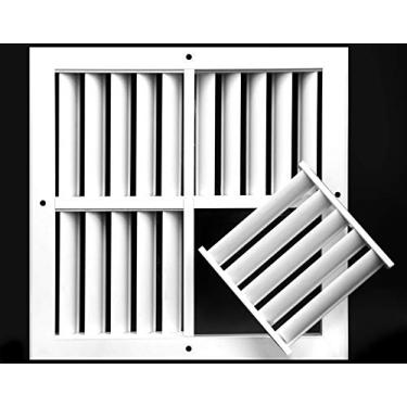 Imagem de Grade de ventilação ajustável de alumínio extrudado de 20 cm L x 20 cm A para teto HVAC – intercambiável: 1 via, 2 vias, 3 ou 4 vias – capa para duto de ventilação [dimensões externas: 23 cm x 23 cm]