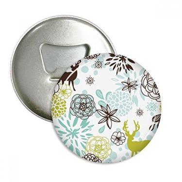 Imagem de Decoração de veado flor Natal animal abridor de garrafas ímã de geladeira emblema multifuncional