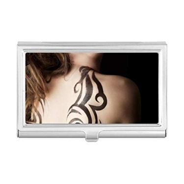 Imagem de Carteira com porta-cartões de visita tatuagem beleza morena pintura corporal menina caixa de bolso
