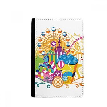 Imagem de Castelo de roda gigante parque de diversões porta-passaporte Notecase Burse capa carteira porta-cartão, Multicolor