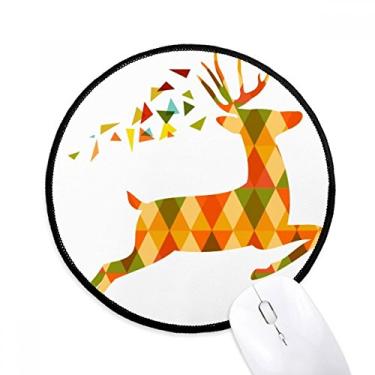 Imagem de DIYthinker Tapete de mouse mas colorido alce festival de treliça desktop escritório tapete redondo para computador