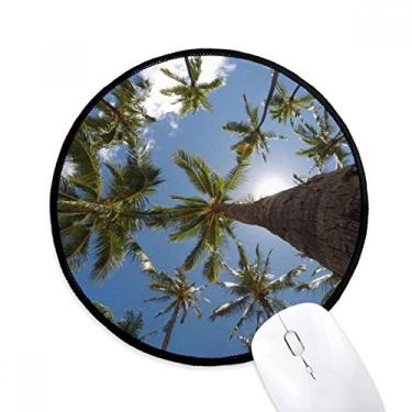Imagem de Mouse pad Trees Sunshine Blue Sky Desktop Office Tapete redondo para computador