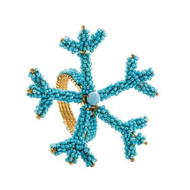 Imagem de Conjunto 4 Anéis para Guardanapos de Metal Turquesa 8cm x 6cm - Wolff