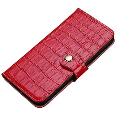 Imagem de IOTUP Capa de telefone com suporte fólio padrão de crocodilo, para Apple iPhone 13 Pro Max (2021) capa carteira flip de couro de 6,7 polegadas [porta-cartão][fecho magnético] (cor: vermelho)