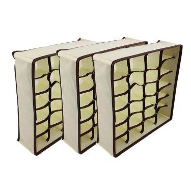 Imagem de Kit 3 Organizador de Gavetas Roupas Intimas Meias Cueca Calcinha Colmeia Com 24 Divisórias em TNT