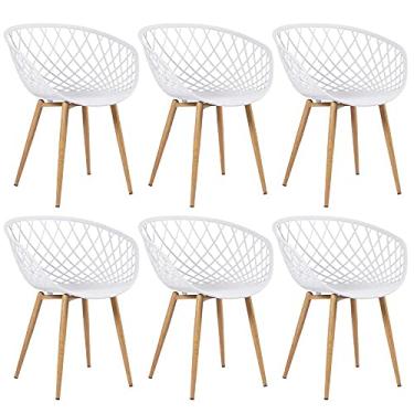 Imagem de Loft7, Kit 6x Cadeiras Clarice Nest Sidera com Apoio de Braços, Sala Cozinha e Lazer, Polipropileno e Metal - Branco