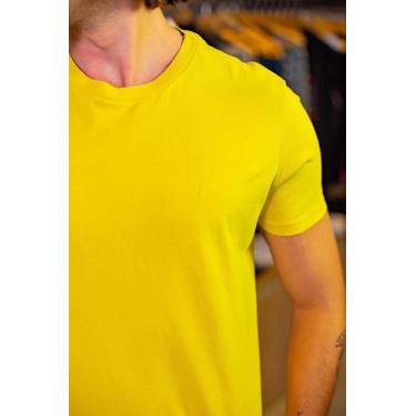Imagem de Camiseta Ellus Masculina Cotton Básica Amarelo