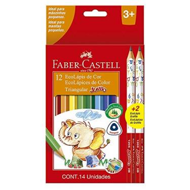 Lápis de Cor Ecolápis Triangular Jumbo 12 Cores + 2 Lápis Jumbo 2B, Faber-Castell