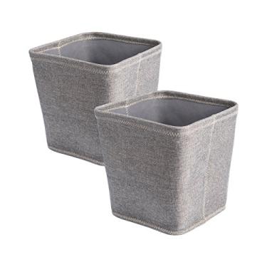 Imagem de DII Cesta ou cestos dobráveis de poliéster, solução organizadora para casa, mesa de escritório, prateleira, quarto e armário (conjunto de 2 cubos pequenos – 28 cm) – cinza