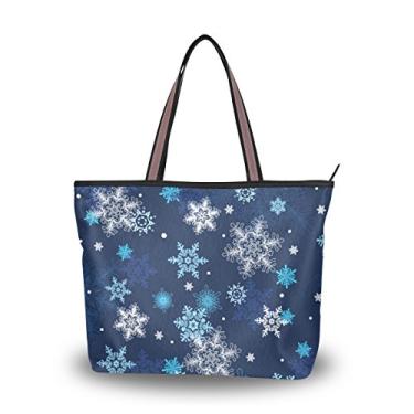 Imagem de Bolsa de ombro My Daily feminina com flocos de neve para Natal, bolsa grande, Multi, Medium