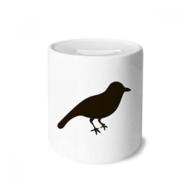 Imagem de DIYthinker Caixa de moedas de cerâmica preta com retrato de animal do pardal para presente de cofrinho