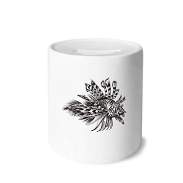 Imagem de DIYthinker Caixa de moedas de cerâmica com ilustração de peixe preto Marine Life