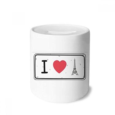 Imagem de DIYthinker I Love Eiffel Tower Palavras Padrão Dinheiro Caixa Cerâmica Porta-Moedas Presente