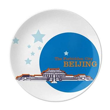 Imagem de Prato de porcelana decorativa Salver louça de jantar da China com edifício histórico proibido