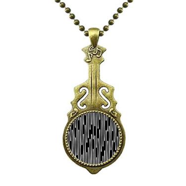 Imagem de Drip Line Art Grain Illustration Pattern Necklace Antique Guitar Jewelry Music Pendant