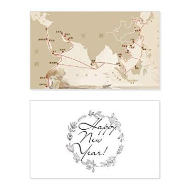 Imagem de "Along the Way to the Silk Road Mapa de Ano Novo Festival" Cartão de felicitações Bless Mensagem presente