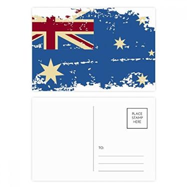 Imagem de Conjunto de cartão postal de ilustração retrô bandeira do sabor da Austrália, cartão de felicitações de aniversário