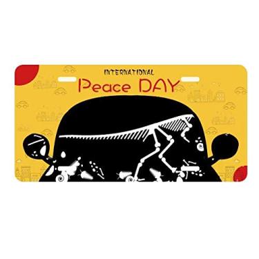 Imagem de DIYthinker Placa de licença de ossos de grama de dinossauro enorme, placa de identificação para decoração de carro, dia da paz