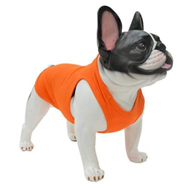 Imagem de Lovelonglong 2019 Summer Pet Clothing, roupas para cães camisetas em branco regatas caneladas Top Thread Vests para buldogue grande médio pequeno cães 100% algodãoLovelonglong L-S (Large Dog -40lbs) laranja