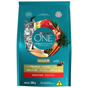 Imagem de Ração Seca Nestlé Purina One Frango e Carne para Gatos Adultos - 500 g