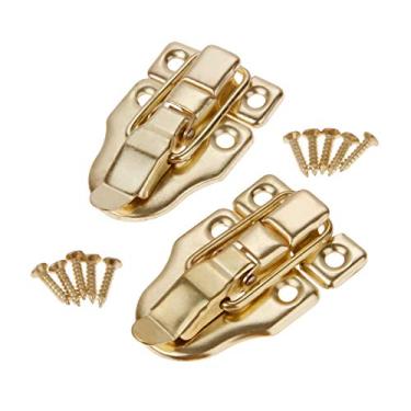 Imagem de 2pcs ouro jóias de madeira caixa hasps gaveta travas decorativa Suitcases Ferrolho trava fivela de fecho Móveis 59x40mm Hardware YYDFPIIA