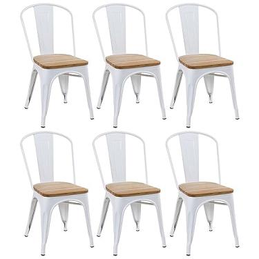 Imagem de Loft7, Kit 6 cadeiras Iron Tolix com assento de madeira industrial jantar cozinha