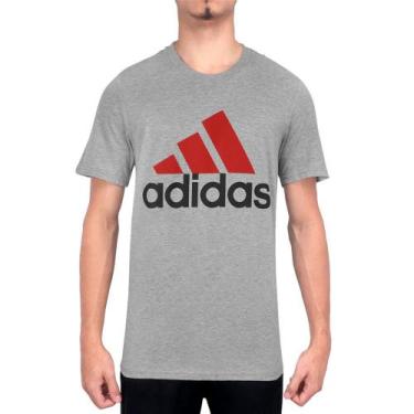 Imagem de Camiseta Adidas Basic Badge Logo Of Sport Cinza E Vermelha