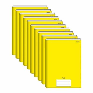 Imagem de Caderno Brochura Grande 48 Folhas Amarelo Jandaia Kit 10 Un