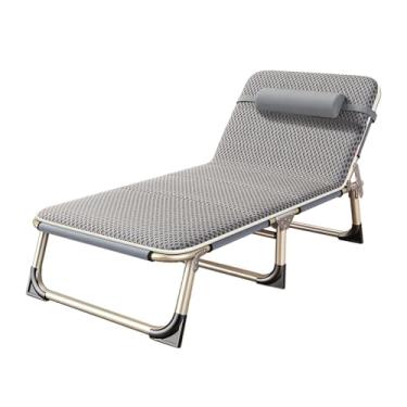 Imagem de Cama Dobrável, Cama De Acampamento Para Uma Pessoa, Espreguiçadeira Reclinável Dobrável, Encosto Reclinável Para Almoço, Para Viagens, Ambientes Internos(Cama dobrável e almofada respirável)