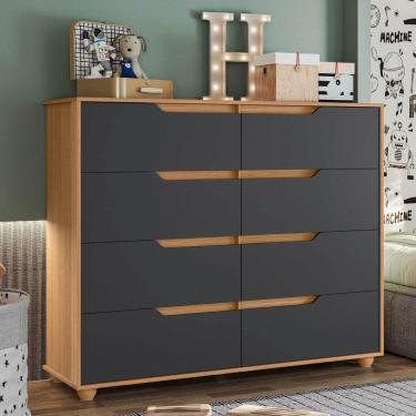 Imagem de Cômoda Infantil 8 Gavetas Circus Nature/Titanium