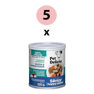 Imagem de KIT 5 Ração Úmida Pet Delícia Cães Senior Happy Oldies 320g