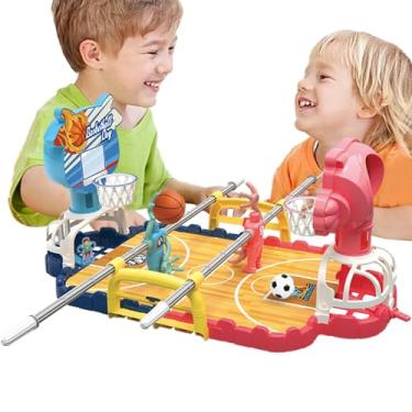 Imagem de Shakven Jogo de tabuleiro de basquete, jogo de basquete de mesa,Brinquedo de basquete de mesa 3 em 1 | Mesa de futebol interna para crianças a partir de 3 anos, brinquedo educativo, brinquedo