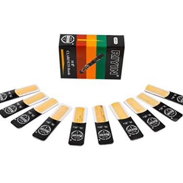 Imagem de Pimoys Pacote com 10 palhetas para clarinete, força 2.0, palheta plana tradicional B para clarinete com caixa