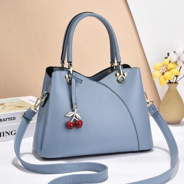 Imagem de Bolsa de couro retrô e bolsas de luxo bolsas femininas designer marca ombro crossbody sacos para mulher, azul