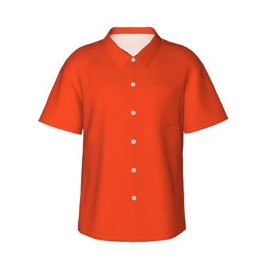 Imagem de Xiso Ver Camisa masculina havaiana roxa de manga curta, casual, praia, verão, festa na praia, Laranja, 3G