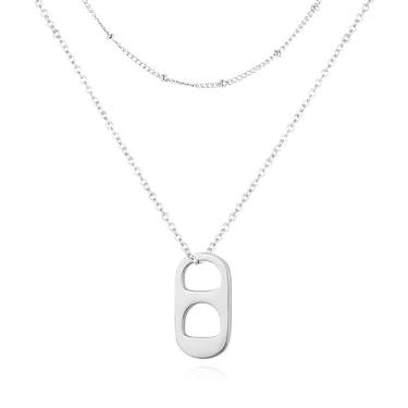 Imagem de tenghong2021 Colar moderno com aba de refrigerante, colar exclusivo com tampa de garrafa, corrente de contas, presentes punk para mulheres, meninas e adolescentes, Zinco, Âmbar