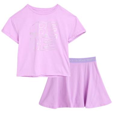 Imagem de bebe Conjunto de saia ativa para meninas – camisa de manga curta e saia de scooter – Lindo traje de tênis de verão para meninas (4-12), Lilás pastel, 4