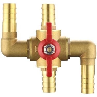 Imagem de yeesport Válvula de água de aquecimento automotivo de 4 vias, válvula de controle manual integrada automotiva de latão, desvio do núcleo do aquecedor de 5/20.3 cm