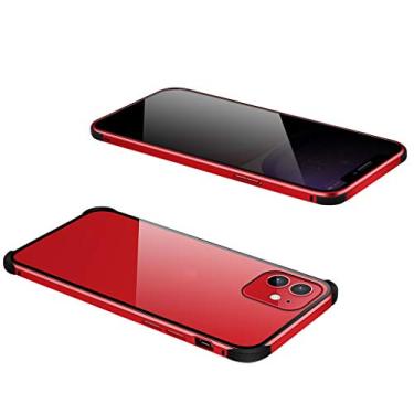 Imagem de Capa magnética de privacidade para iPhone 11 Pro de 5,8 polegadas antiespião, vidro temperado transparente dupla face [silicone reforçado com 4 cantos] [moldura amortecedora de metal com absorção