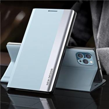 Imagem de Capa de couro flip para Xiaomi 11T 11Pro Note 12 5G 11 4G 10S 9S 8T Pro Max 10 POCO X5 Stand Book Cover Phone, azul claro, para RedMi Note12Pro 4G