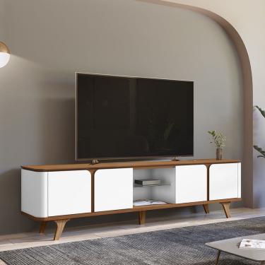 Imagem de Rack para TV até 70 Polegadas Roma 04 Portas Branco Cedro Casa D