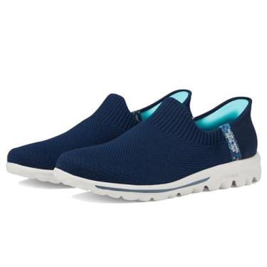 Imagem de Skechers Tênis feminino Go Walk Travel Tahiti Sunset Hands Free Slip-ins, Azul marino, 7.5