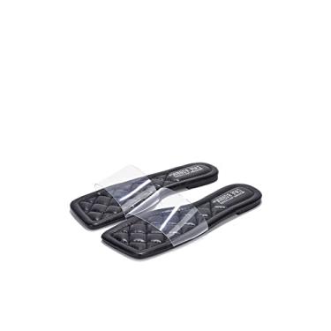 Imagem de Sandale Cape Robbin Keko Tobogane pentru femei, pantofi slip On Mules pentru femei transparente - Negru Mărimea 7