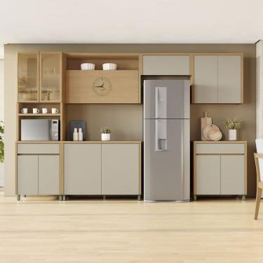 Imagem de Cozinha Completa 6 Peças 12 Portas 2 Gavetas Condessa 350cm 100% Mdf Carvalho/Greige