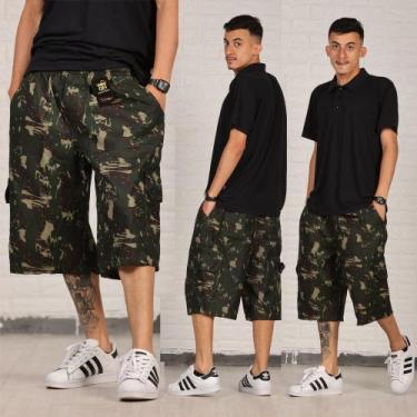 Imagem de Bermuda Cargo Masculina Camuflada Exercito Táctica Street skate e casu