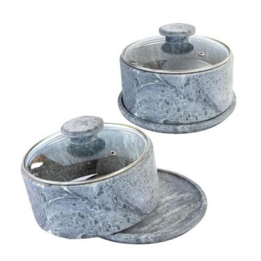 Imagem de Boleira Queijeira De Pedra Sabão Com Tampa De Vidro - Sao Jose